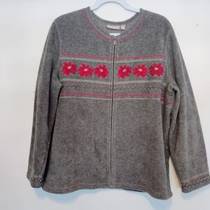 Gray Floral Embroidered Women's Sweater
